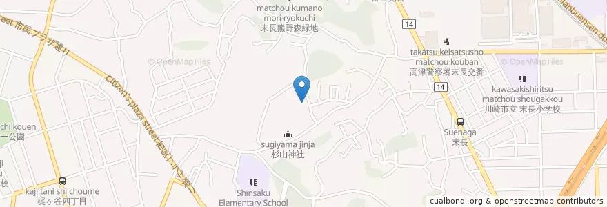 Mapa de ubicacion de 明鏡寺 en Jepun, 神奈川県, 川崎市, 高津区.