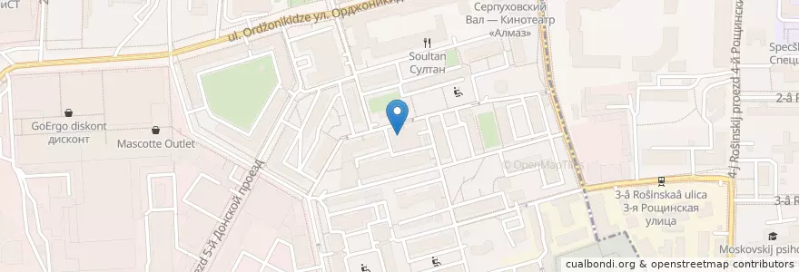 Mapa de ubicacion de Газпромбанк en 러시아, Центральный Федеральный Округ, Москва, Южный Административный Округ, Донской Район.