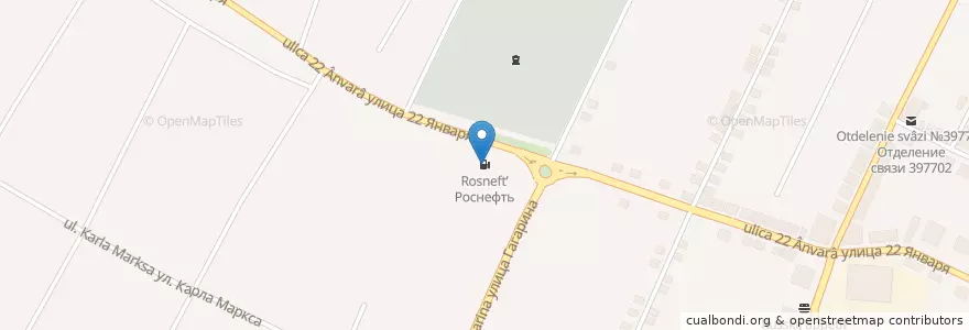 Mapa de ubicacion de Роснефть en Rusland, Centraal Federaal District, Oblast Voronezj, Бобровский Район, Городское Поселение Бобров.