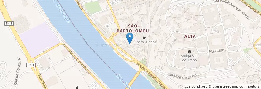 Mapa de ubicacion de O Serenata en Portugal, Centro, Baixo Mondego, Coimbra, Coimbra, Sé Nova, Santa Cruz, Almedina E São Bartolomeu.