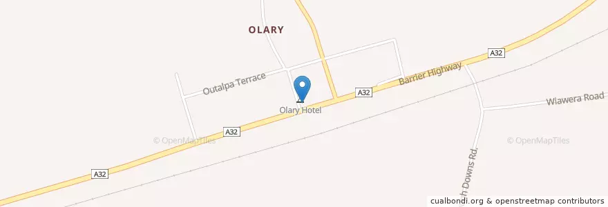 Mapa de ubicacion de Olary Hotel en Австралия, Южная Австралия, Pastoral Unincorporated Area.