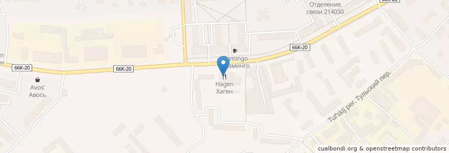 Mapa de ubicacion de Хаген en Rússia, Distrito Federal Central, Смоленская Область, Смоленский Район, Городской Округ Смоленск.
