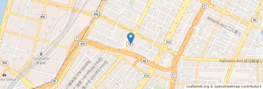 Mapa de ubicacion de Yoshinoya en Japan, Tokyo, Chuo.