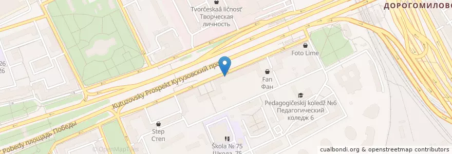 Mapa de ubicacion de Москва 121170 en Russia, Distretto Federale Centrale, Москва, Западный Административный Округ, Район Дорогомилово.