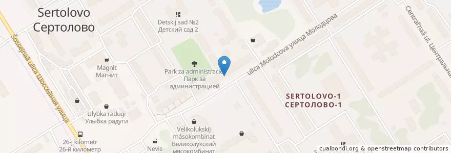 Mapa de ubicacion de Сбербанк en Russland, Föderationskreis Nordwest, Oblast Leningrad, Всеволожский Район, Сертоловское Городское Поселение.