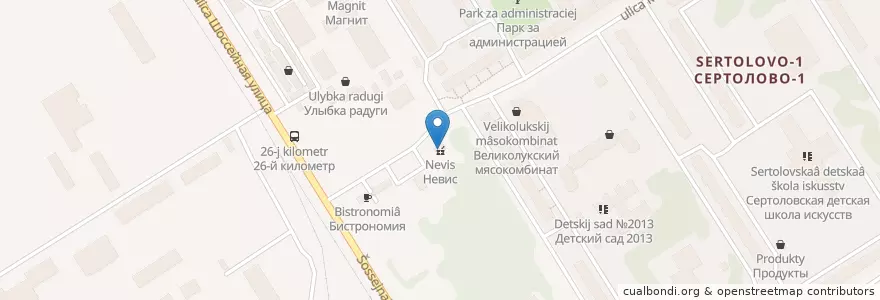 Mapa de ubicacion de Невис en Russland, Föderationskreis Nordwest, Oblast Leningrad, Всеволожский Район, Сертоловское Городское Поселение.