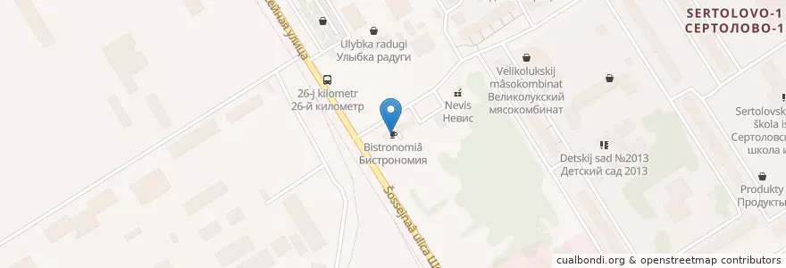 Mapa de ubicacion de Бистрономия en Russia, Northwestern Federal District, Leningrad Oblast, Vsevolozhsky District, Сертоловское Городское Поселение.