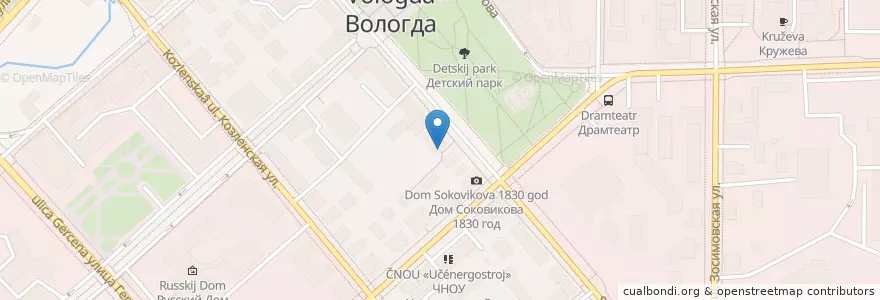 Mapa de ubicacion de Вологодская областная детская библиотека en Russia, Northwestern Federal District, Vologda Oblast, Vologodsky District, Vologda.