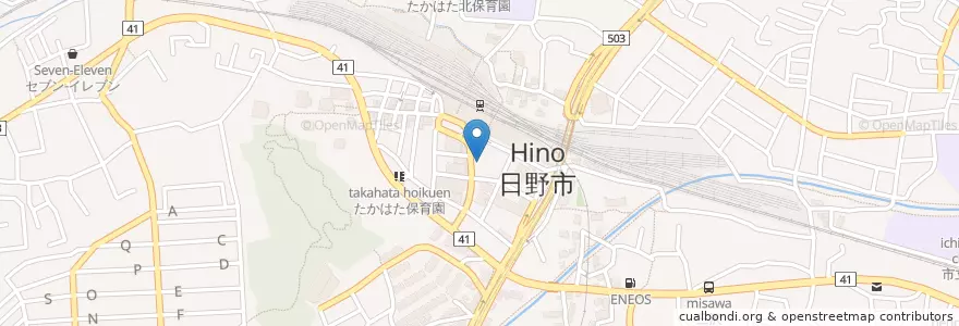 Mapa de ubicacion de 多摩信用金庫 en Japan, Tokio, 日野市.