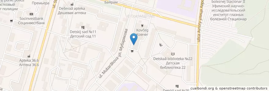 Mapa de ubicacion de Отделение связи №450092 en Rusia, Приволжский Федеральный Округ, Bashkortostán, Городской Округ Уфа.