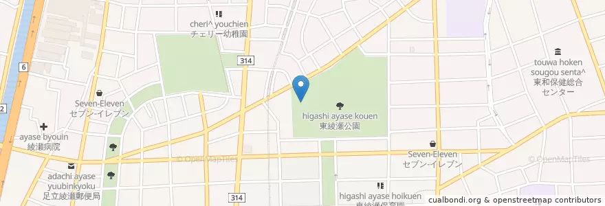 Mapa de ubicacion de Suisui Land en Japon, Tokyo, 足立区.