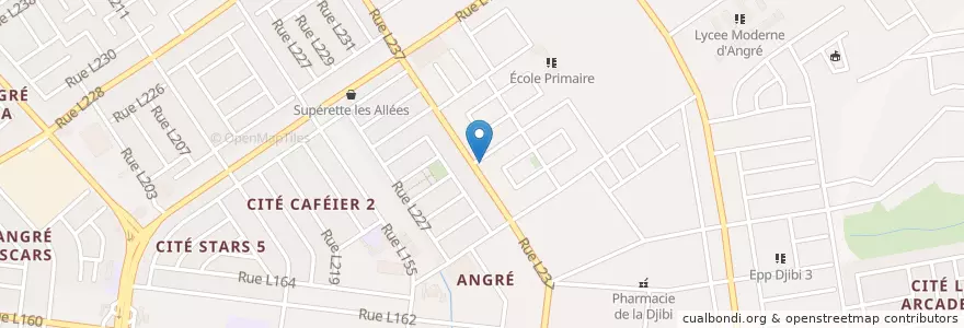 Mapa de ubicacion de Pharmacie Luminance K en Costa De Marfil, Abiyán, Cocody.
