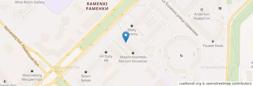 Mapa de ubicacion de Авангард en Rusia, Distrito Federal Central, Москва, Западный Административный Округ, Район Раменки.