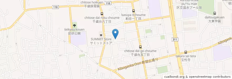 Mapa de ubicacion de 千歳台稲荷神社 en Japón, Tokio, Setagaya.