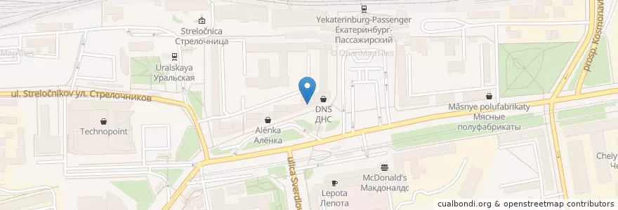 Mapa de ubicacion de Столовая Масленица en Russie, District Fédéral De L'Oural, Oblast De Sverdlovsk, Городской Округ Екатеринбург.