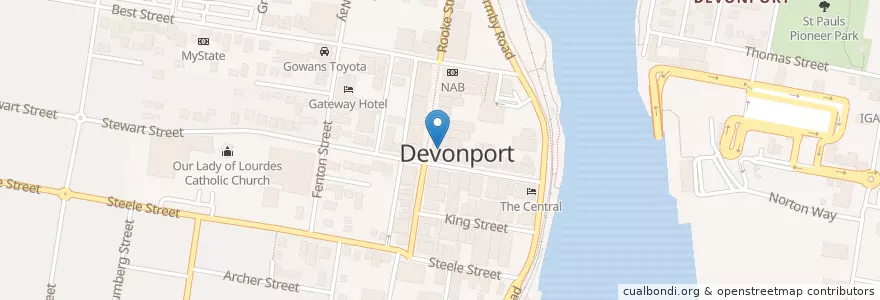 Mapa de ubicacion de ANZ en Austrália, Tasmânia, City Of Devonport, Devonport.