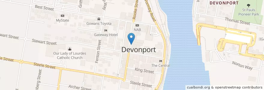 Mapa de ubicacion de Banjos en Austrália, Tasmânia, City Of Devonport, Devonport.