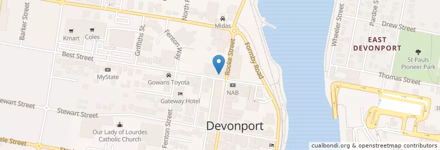 Mapa de ubicacion de Subway en أستراليا, تسمانيا, City Of Devonport, Devonport.