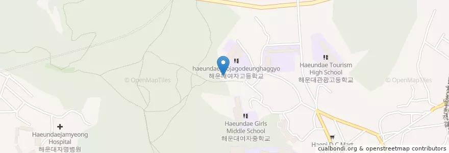 Mapa de ubicacion de 해광사 en 大韓民国, 釜山, 海雲台区, 佑洞.