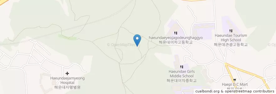 Mapa de ubicacion de 기도터 en 대한민국, 부산, 해운대구, 우동.