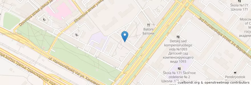 Mapa de ubicacion de Участковый пункт полиции №73 en Rússia, Distrito Federal Central, Москва, Центральный Административный Округ, Район Хамовники.