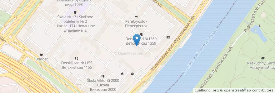 Mapa de ubicacion de Театр на набережной en Rusland, Centraal Federaal District, Moskou, Центральный Административный Округ, Район Хамовники.