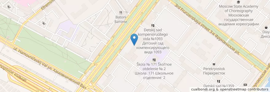 Mapa de ubicacion de Мой банк en Россия, Центральный Федеральный Округ, Москва, Центральный Административный Округ, Район Хамовники.
