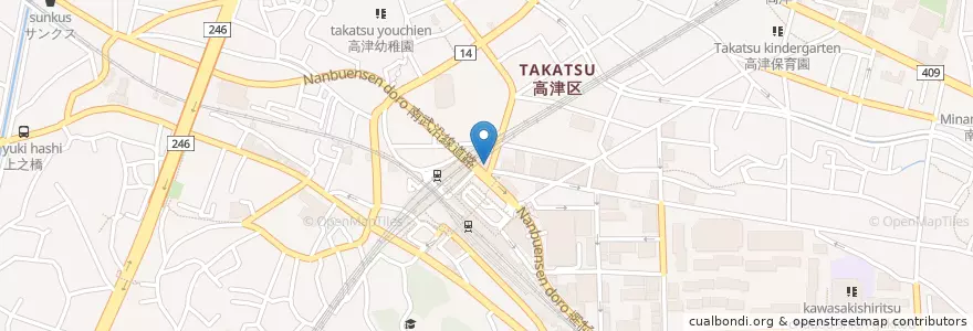 Mapa de ubicacion de ケンタッキーフライドチキン en اليابان, كاناغاوا, 川崎市, 高津区.