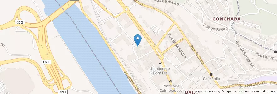 Mapa de ubicacion de Joaquim dos Leitões en 葡萄牙, Centro, Baixo Mondego, Coimbra, Coimbra, Sé Nova, Santa Cruz, Almedina E São Bartolomeu.
