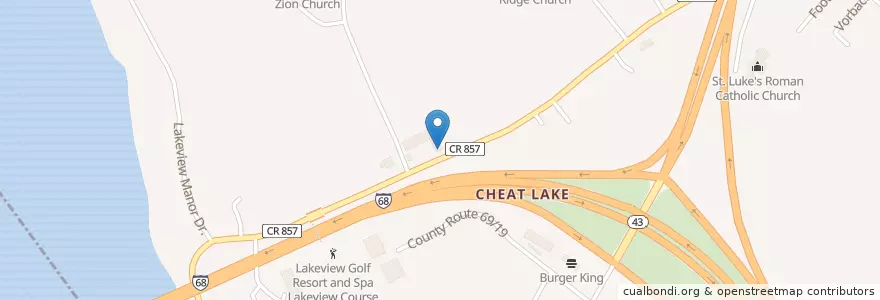 Mapa de ubicacion de Subway en Amerika Birleşik Devletleri, Batı Virjinya, Monongalia County, Cheat Lake.