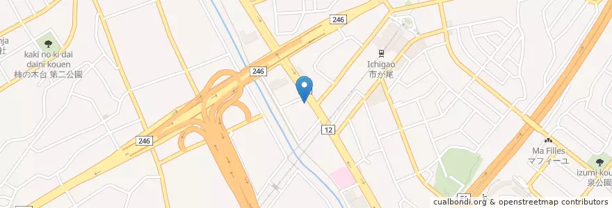 Mapa de ubicacion de 魁力屋　市が尾店 en Jepun, 神奈川県, 横浜市, 青葉区.