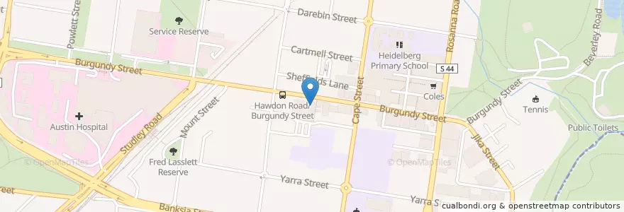 Mapa de ubicacion de Leo's Cafe en Australië, Victoria, City Of Banyule.