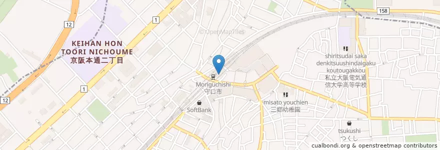 Mapa de ubicacion de 三井住友銀行守口市駅前出張所 (Sumitomo Mitsui) en Jepun, 大阪府, 守口市.