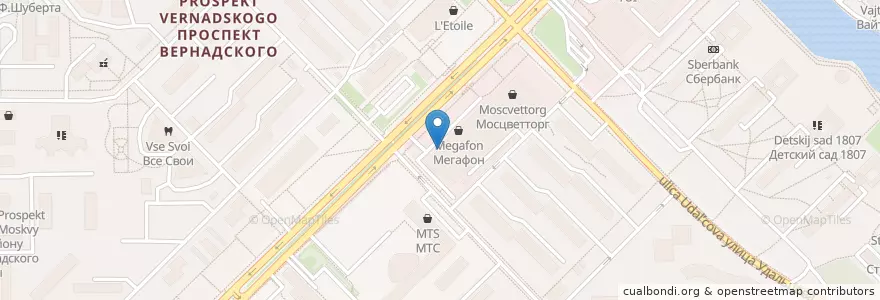 Mapa de ubicacion de Аванстом en Rússia, Distrito Federal Central, Москва, Западный Административный Округ, Район Проспект Вернадского.