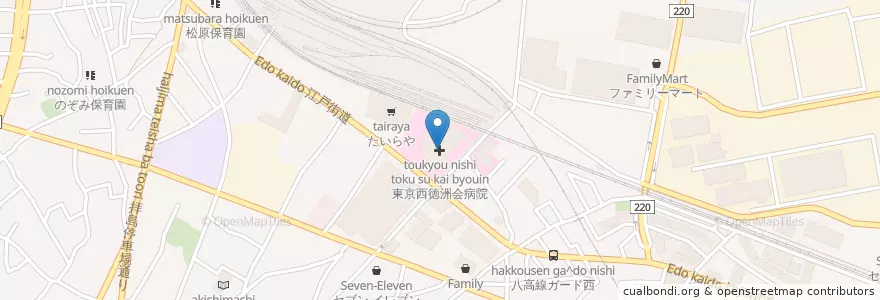 Mapa de ubicacion de 東京西徳洲会病院 en Япония, Токио, Акисима.