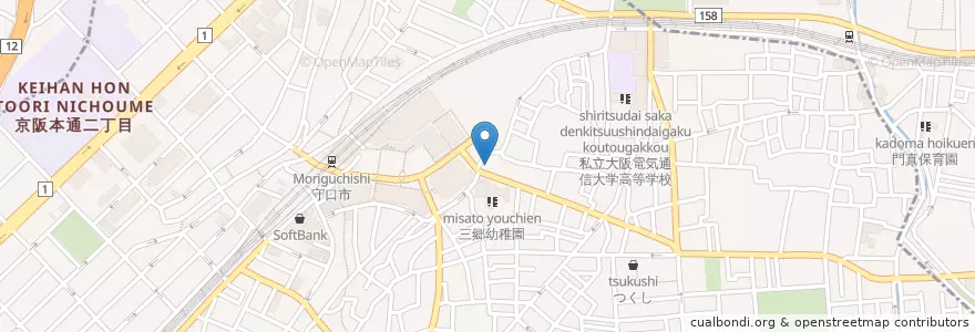 Mapa de ubicacion de 横山薬局 en Japonya, 大阪府, 守口市.