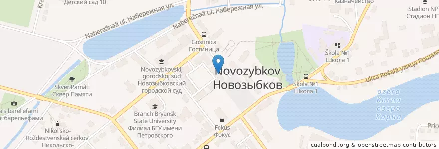 Mapa de ubicacion de Аптека № 26 en 俄罗斯/俄羅斯, Центральный Федеральный Округ, 布良斯克州, Новозыбковский Городской Округ.