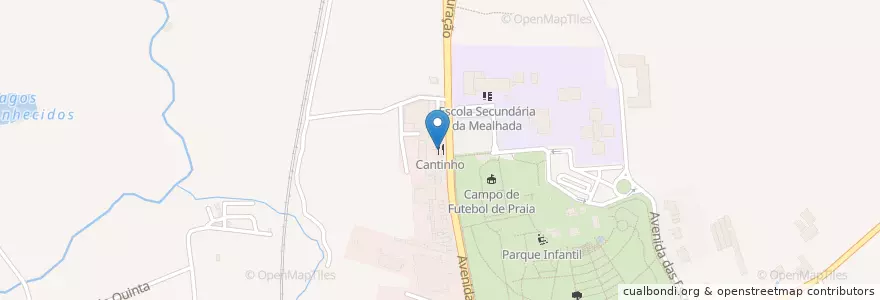 Mapa de ubicacion de Cantinho en پرتغال, Aveiro, Centro, Baixo Vouga, Mealhada, Mealhada, Ventosa Do Bairro E Antes.