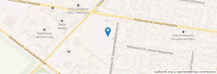Mapa de ubicacion de ПРОПАН en Rússia, Distrito Federal Do Sul, Krai De Krasnodar, Адыгея, Городской Округ Майкоп.