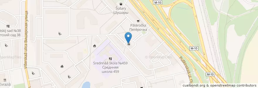 Mapa de ubicacion de Администрация МО Шушары en Russland, Föderationskreis Nordwest, Oblast Leningrad, Sankt Petersburg, Пушкинский Район, Schuschary.