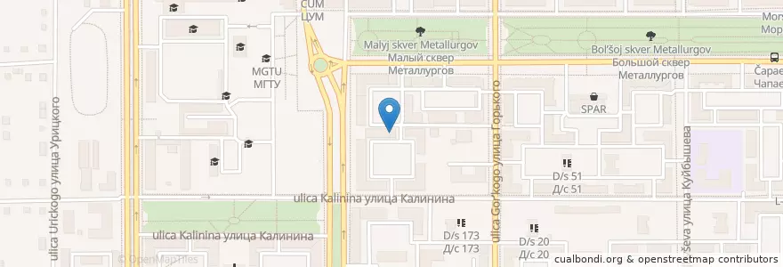 Mapa de ubicacion de Музыкальная школа № 3 en Rusland, Уральский Федеральный Округ, Oblast Tsjeljabinsk, Магнитогорский Городской Округ.