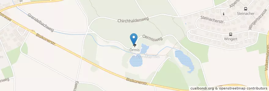 Mapa de ubicacion de Örmis en Suíça, Zurique, Bezirk Pfäffikon, Illnau-Effretikon.