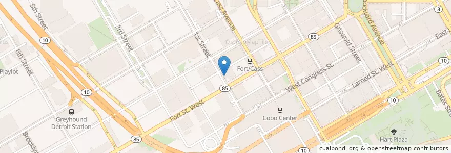 Mapa de ubicacion de Downtown Sunoco en United States, Michigan, Detroit.