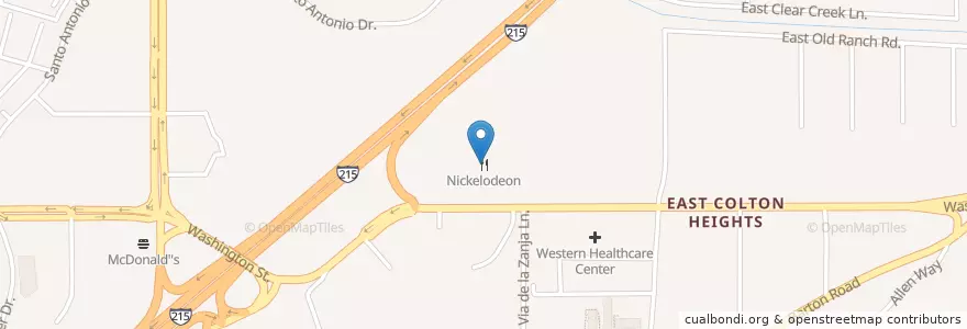 Mapa de ubicacion de Nickelodeon en Amerika Birleşik Devletleri, Kaliforniya, San Bernardino County, Colton.