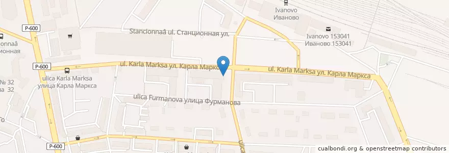 Mapa de ubicacion de Севергазбанк en Rusia, Distrito Federal Central, Óblast De Ivánovo, Ивановский Район, Городской Округ Иваново.