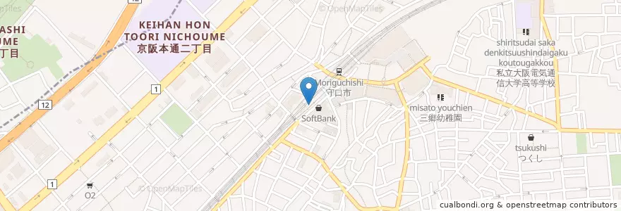 Mapa de ubicacion de モスバーガー en Jepun, 大阪府, 守口市.