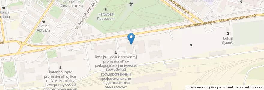 Mapa de ubicacion de Научная библиотека РГППУ en Russland, Föderationskreis Ural, Oblast Swerdlowsk, Городской Округ Екатеринбург.