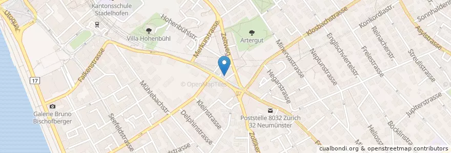 Mapa de ubicacion de Apotheke am Kreuzplatz en 瑞士, 蘇黎世, Bezirk Zürich, Zürich.