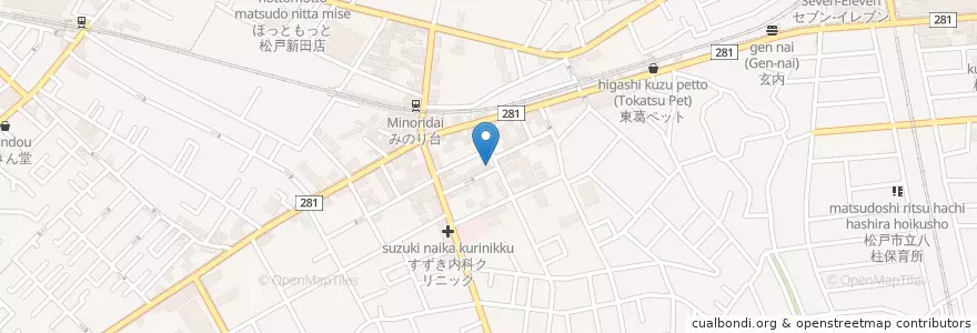 Mapa de ubicacion de 稔台整形外科クリニック en Japonya, 千葉県, 松戸市.