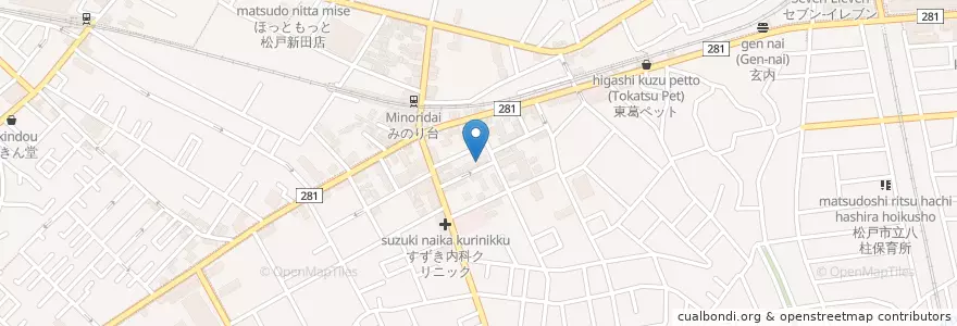Mapa de ubicacion de ミナミ en Japonya, 千葉県, 松戸市.